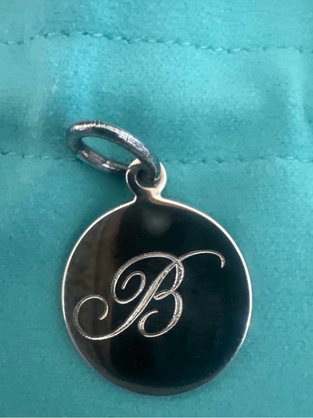 Auth Tiffany & Co 925 Initial B Charm/Pendant Tiffany Notes Alphabet Disk Collec